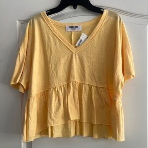 Double Zero Yellow Boxy Tiered Short Sleeve T-Shirt